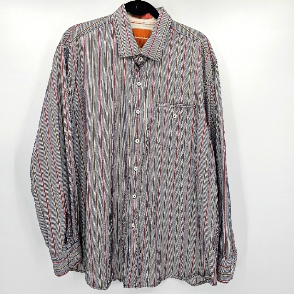 Tommy Bahama cream stripe button downs mens shirt 12xl big and tall
